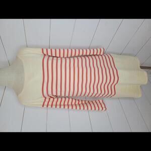 J Crew Medium Red & cream striped midi shift cotton dress